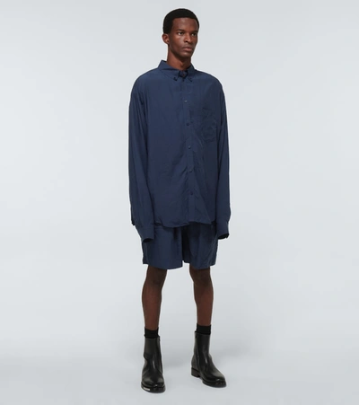 Shop Balenciaga Pajama Shorts In Blue