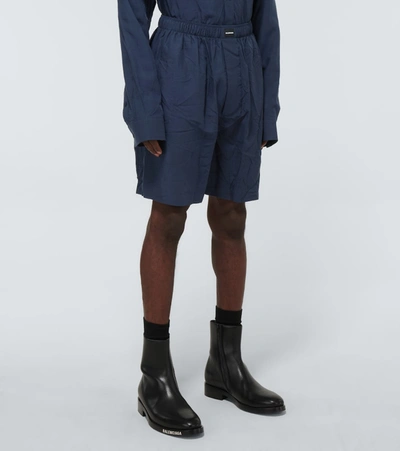 Shop Balenciaga Pajama Shorts In Blue