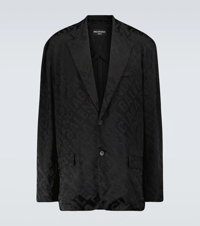 Shop Balenciaga Jacquard Printed Blazer In Black