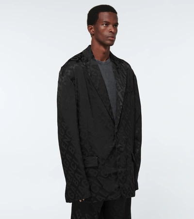 Shop Balenciaga Jacquard Printed Blazer In Black