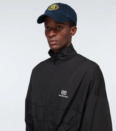 Shop Balenciaga Crest Baseball Cap In Marine Blue