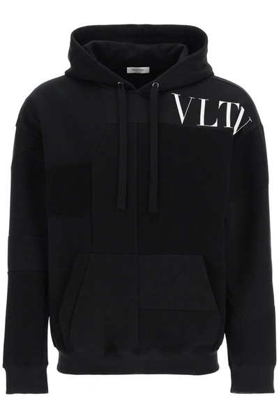 Shop Valentino Patchwork Sweatshirt With Vltn Logo In Black