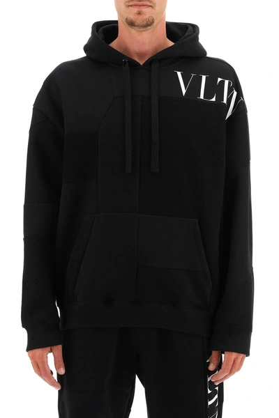 Shop Valentino Patchwork Sweatshirt With Vltn Logo In Black