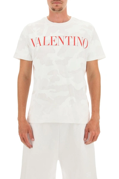 Shop Valentino T-shirt Camouflage In White