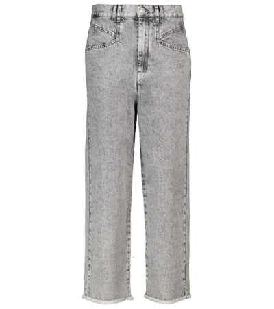 Shop Isabel Marant Dilali High-rise Straight Cropped Jeans In Grey