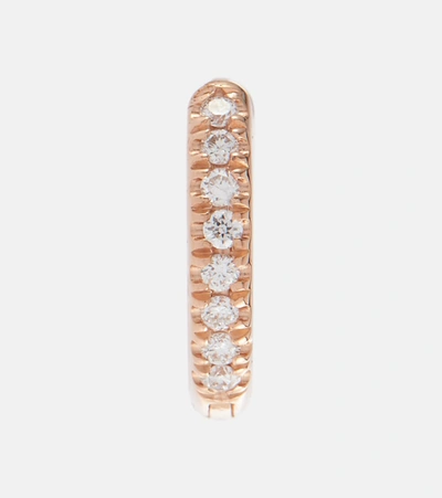 Shop Ileana Makri New Mini Hoops 18kt Rose Gold Earrings With Diamonds In Pink