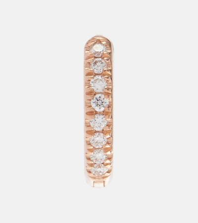 Ileana Makri New Mini Hoops 18kt Rose Gold Earrings With Diamonds In Pink