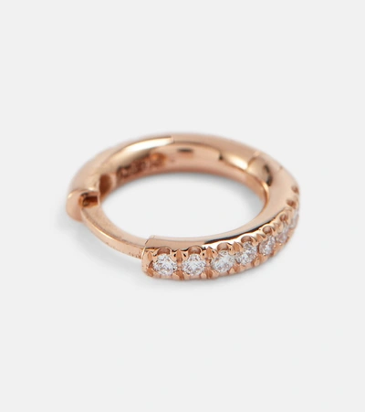 Ileana Makri New Mini Hoops 18kt Rose Gold Earrings With Diamonds In Pink