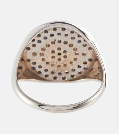 Shop Ileana Makri Dawn Chevalier 18kt Gold Ring With Diamonds And Sapphires In Silver