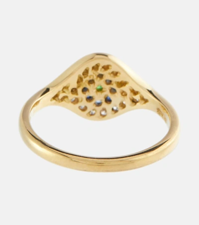 Ileana Makri Cats Eye 18kt Gold Ring With Diamonds, Sapphires And Tsavorite In Gold