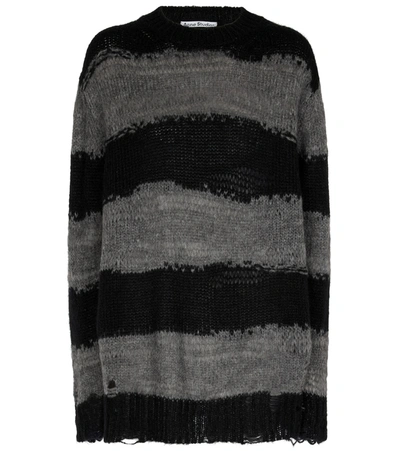 Shop Acne Studios Striped Distressed Sweater In Multicoloured