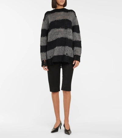 Shop Acne Studios Striped Distressed Sweater In Multicoloured