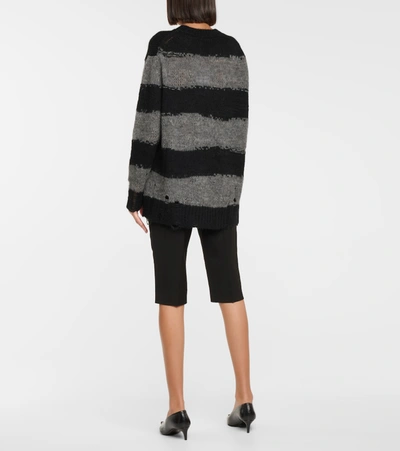 Shop Acne Studios Striped Distressed Sweater In Multicoloured
