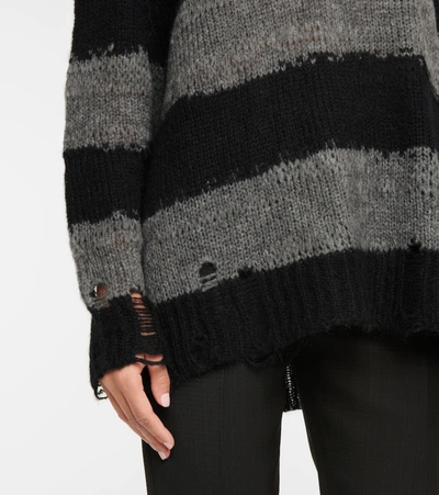 Shop Acne Studios Striped Distressed Sweater In Multicoloured