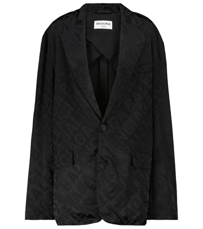Shop Balenciaga Logo Jacquard Blazer In Black