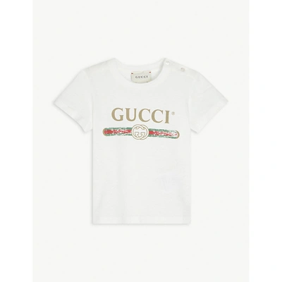 Shop Gucci Boys White Kids Vintage Logo-print Cotton T-shirt 3-36 Months 36 Months