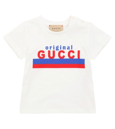 Shop Gucci Baby Logo Cotton Jersey T-shirt In White