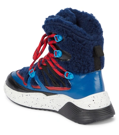 Shop Stella Mccartney Fleece-trimmed Ankle Boots In Blue