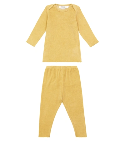 Shop Bonpoint Baby Cotton-blend Top And Pants Set In Brown
