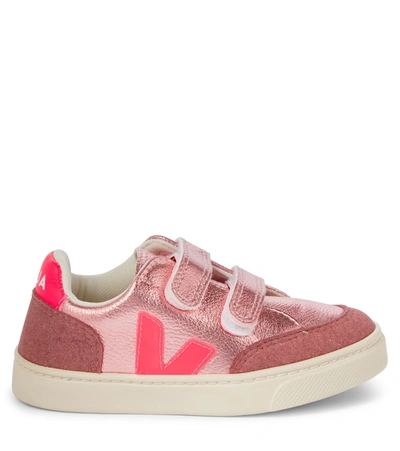 Shop Veja V-12 Leather Sneakers In Pink