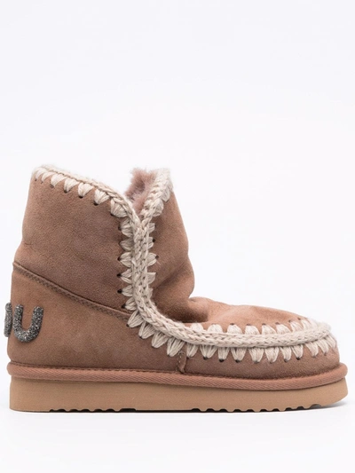 Mou Eskimo 18 Glitter-logo Boots In Braun