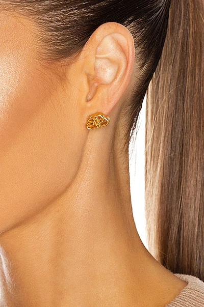 Shop Balenciaga Xs Bb Stud Earrings In Gold