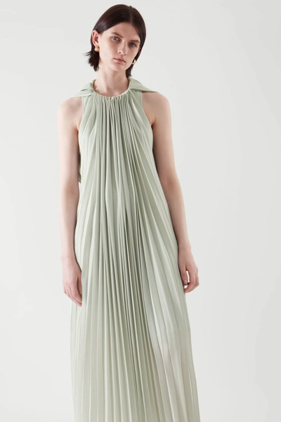 Shop Cos Maxi Pleated Dress In Green