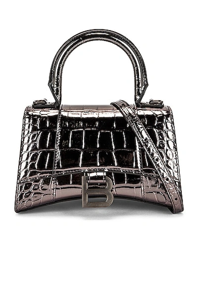 Shop Balenciaga Xs Hourglass Top Handle Bag In Gunmetal