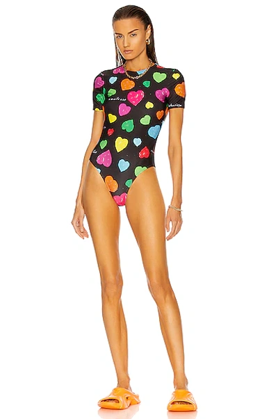 Shop Balenciaga Open Back One Piece Swimsuit In Multicolor