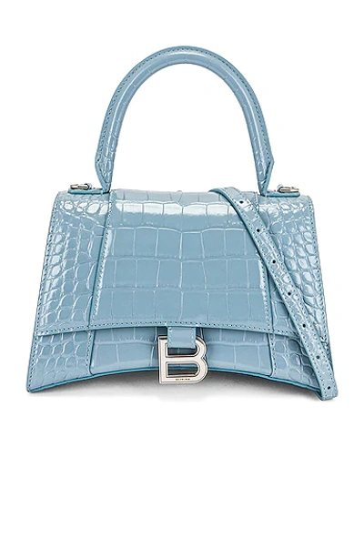 Balenciaga Hourglass XS Crocodile Teal Top-handle Bag