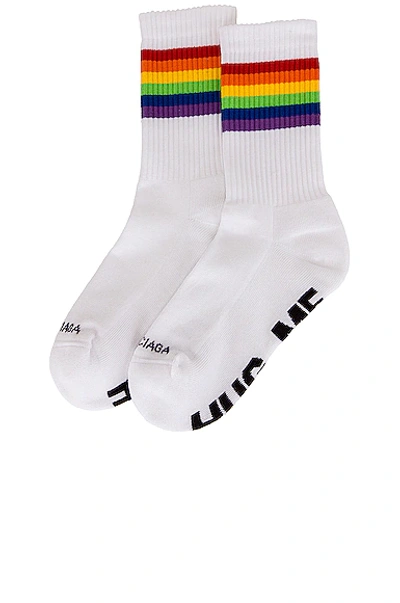 Shop Balenciaga Rainbow Fetish Socks In White