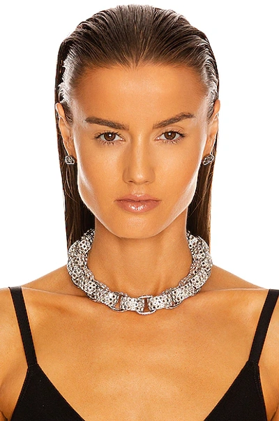 Shop Balenciaga 3d Print Choker In Shiny Silver & Crystal