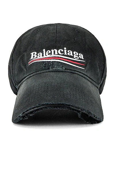 Shop Balenciaga Hat Political Destroyed In Black & White