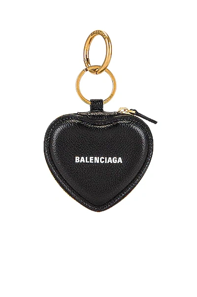 Shop Balenciaga Cash Heart Zip Case In Black & White