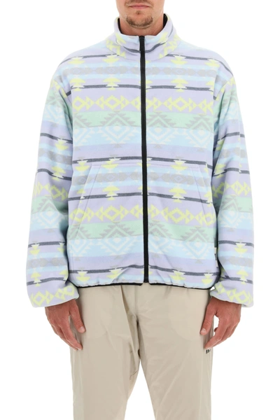 Shop Msgm Fleece Jacket In Multicolor (purple)