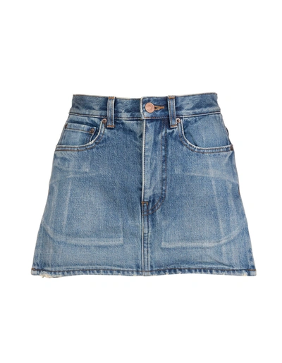 Shop Balenciaga Blue 5 Pocket Mini Skirt In Dirt Smoky Light Blu