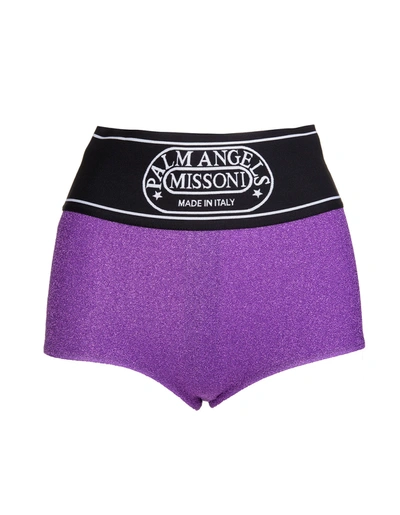 Shop Palm Angels Woman Capsule Shorts In Purple Lurex