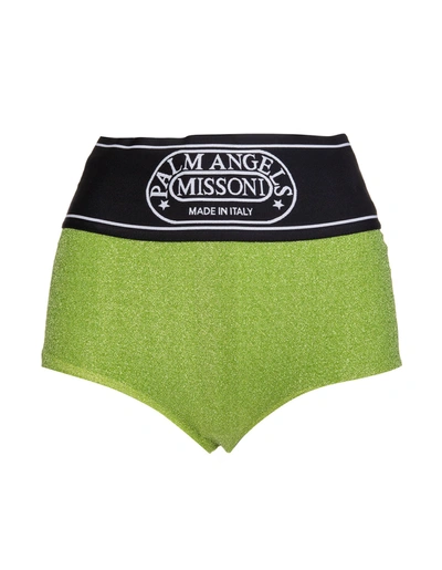 Shop Palm Angels Woman Capsule Shorts In Green Lurex