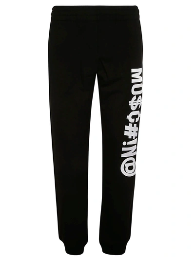 Shop Moschino Sign Logo Embroidered Track Pants In Black