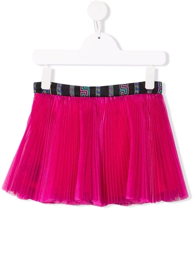 Shop Versace Micro-pleat Skirt In 粉色