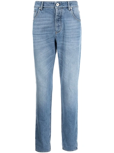 Shop Brunello Cucinelli Mid-rise Straight-leg Jeans In 蓝色