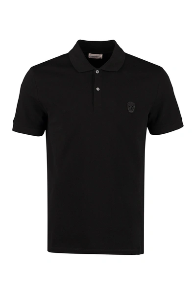 Shop Alexander Mcqueen Skull Patch Polo Shirt In Black