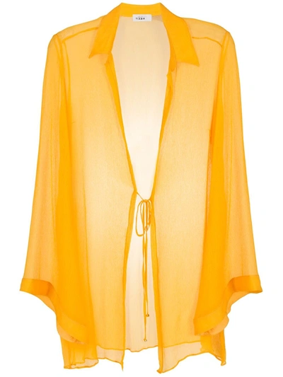 Shop Amir Slama Silk Beach Dress In Gelb