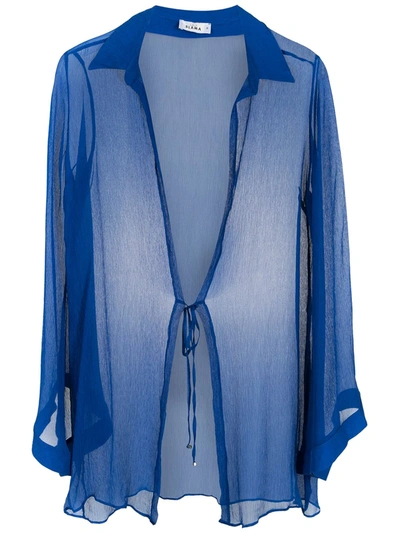 Shop Amir Slama Silk Beach Dress In Blau