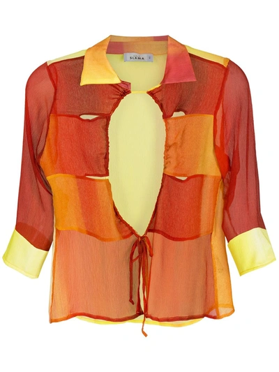 Shop Amir Slama Printed Silk Shirt In Orange