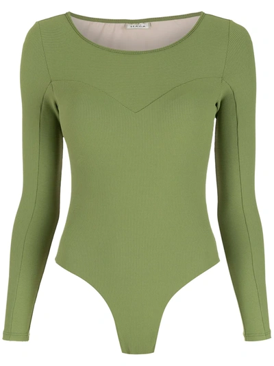 Shop Amir Slama Long Sleeves Bodysuit In Grün