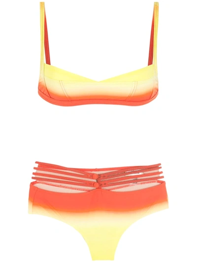 Shop Amir Slama Printed Bikini Set In Orange