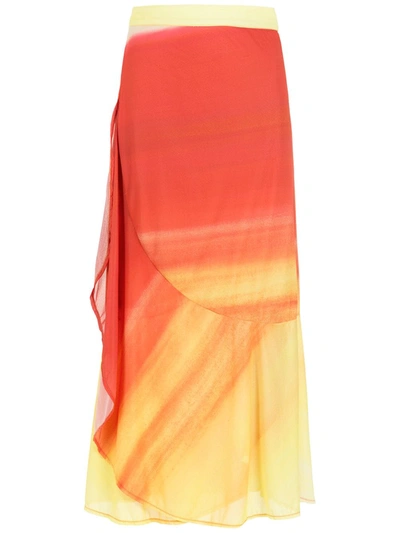 Shop Amir Slama Printed Midi Skirt In Orange