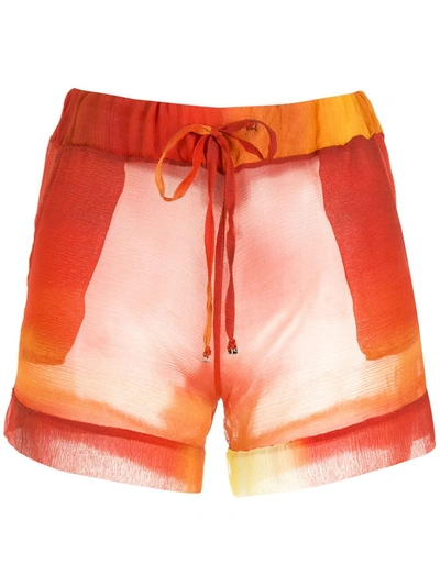 Shop Amir Slama Printed Silk Shorts In Orange