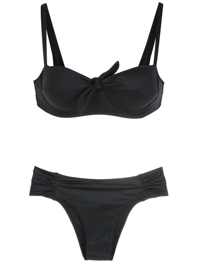 Shop Brigitte Knot-detail Bikini In Schwarz